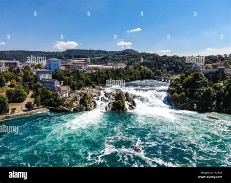 Beautiful Panorama View On Rheinfall Rhinefalls In Schaffhausen