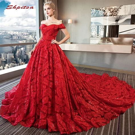 Lace Red Wedding Dress A Line Plus Size Beaded Wedding Gowns Weeding