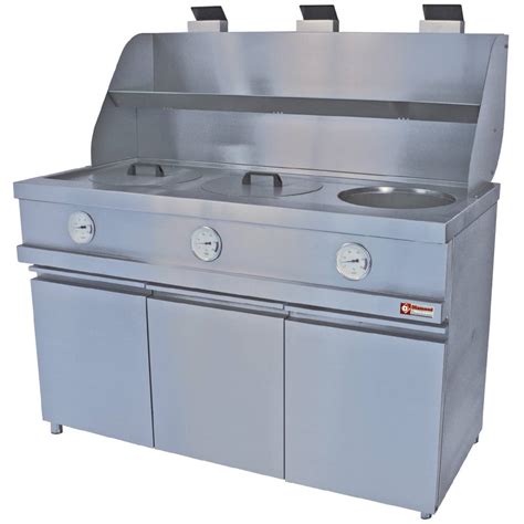 Gas Friteuse Runde Becken 3x13 Liter Mit Unterbau 1445x870x H