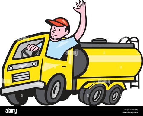 Tanker Truck Driver Waving Cartoon Stock Vector Image And Art Alamy