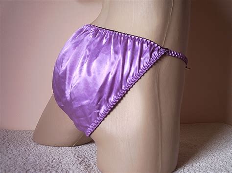 Purple Satin String Bikini Hi Leg Knickers Panties S Ebay