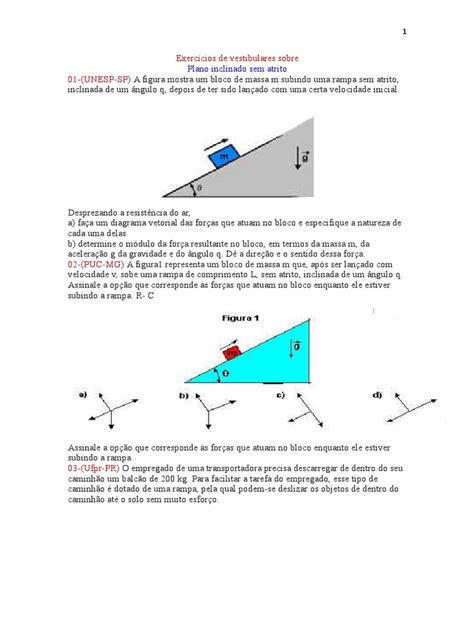 Plano Inclinado Sem Atrito Exercícios