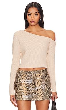 Superdown Ravie One Shoulder Sweater In Nude Revolve