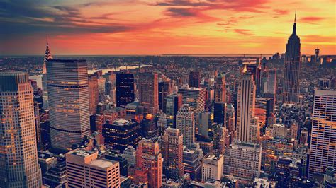 Stunning Aerial View of New York City at Sunset