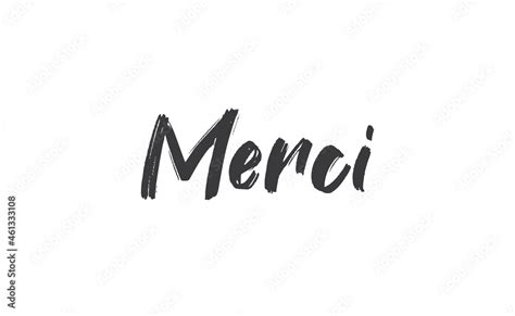 Merci Calligraphy Text Hand Drawn Phrase Handwritten Modern