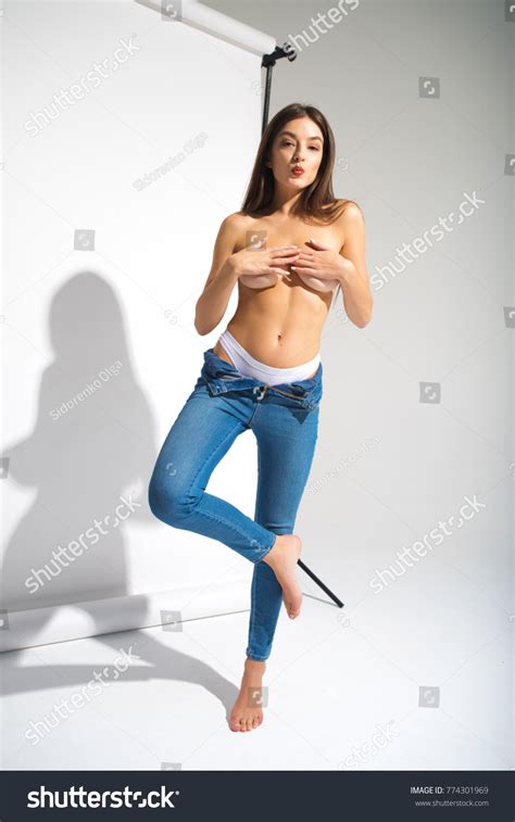 Beautiful Naked Woman Perfect Body Blue Stock Photo Shutterstock