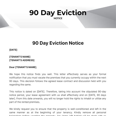 Free 90 Day Eviction Notice Template To Edit Online