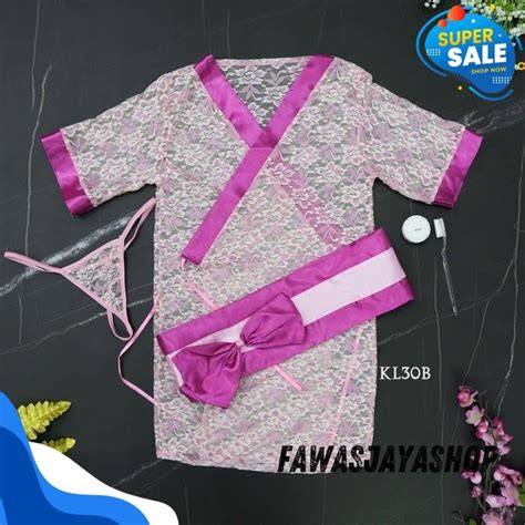 Jual Set Kimono Tidur Seksi Jepang Lingerie Sexy Costume Lace Brukat Kla Best Quality