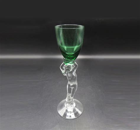 Cambridge Statuesque Green Oz Brandy Glass Nude Deco Stem Etsy
