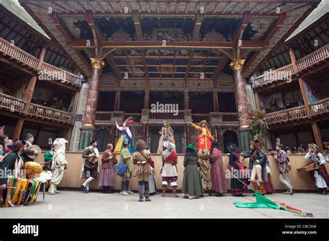 England, London, Southwark, Interior of Shakespeares Globe Theatre ...