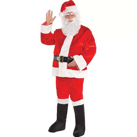 Red Plush Santa Suit For Adults Party City