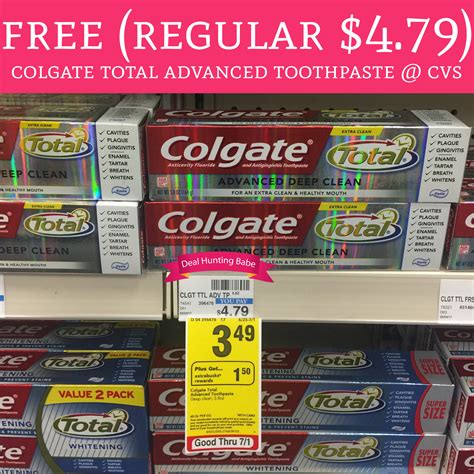 Free Regular Colgate Total Advanced Toothpaste Cvs Deal Hunting Babe