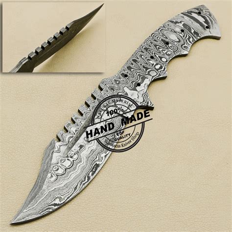 New Skinner Finger Groove Damascus Blank Blade Knife Custom Handmade