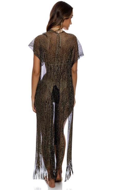 Длинная туника Luli Fama Siren Dream Long Black Gold черная