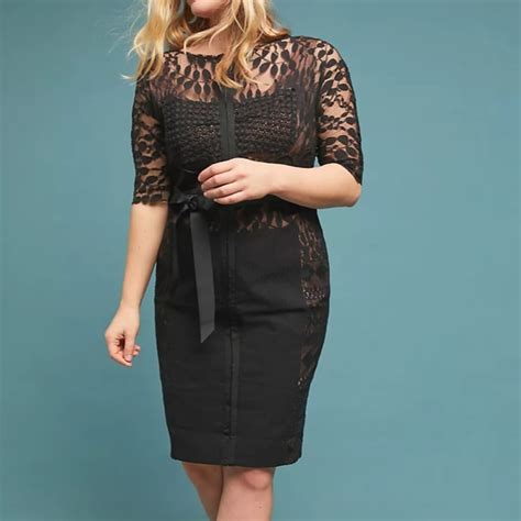 Gorgeous Black Lace Dress With Nude Underlay Gem
