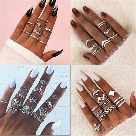 Dochais 82 Stück Boho Gelenk Fingerringe Stapelbare Midi Ringe Set