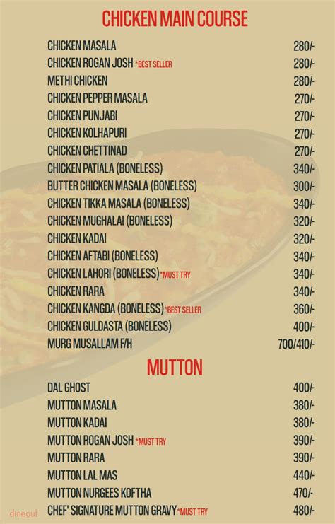 Menu Of Coal Spark Gachibowli Hyderabad Dineout