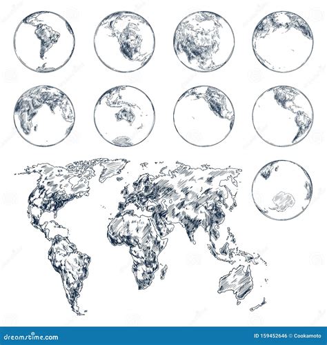 Esbozo De Los Continentes Del Planeta Tierra Mapa Mundial Ilustraci N