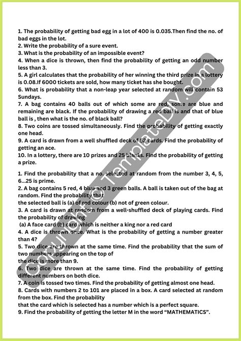 10th Grade Math Worksheets Printable Template In Pdf And Word