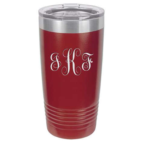 Script Monogram 20 Ounce Maroon Polar Camel Travel Mug