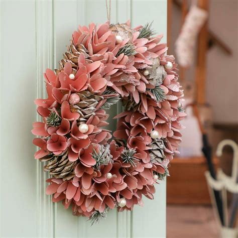 Pink Everlasting Autumn Door Wreath By Dibor