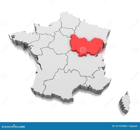 Map of Bourgogne-Franche-Comte Region, France Stock Illustration ...