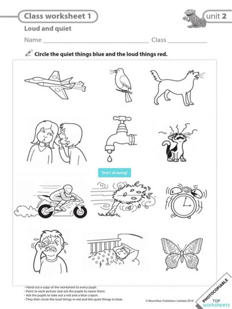 loud  quiet interactive worksheet topworksheets