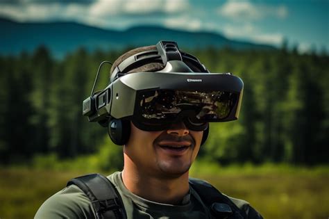 premium photo drone pilot wearing fpv goggles fully immersed