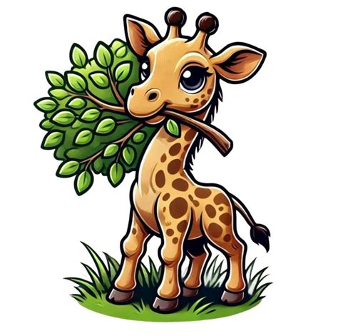 Cute Giraffe Eating Leaves Sticker For Sale By Kamil Chojnacki In