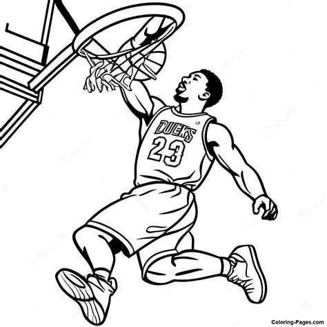 Dynamic Nba Player Dunking Coloring Page Coloring