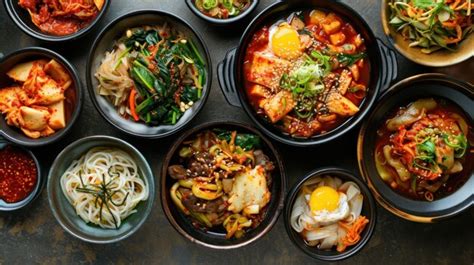 Premium Photo | Assortment of Korean traditional dishes Asian food