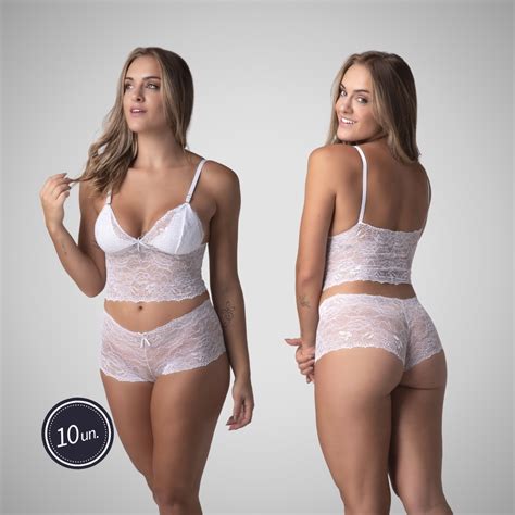 Kit Short Doll Rendado Para Lua De Mel Lingerie Sexy Conjunto