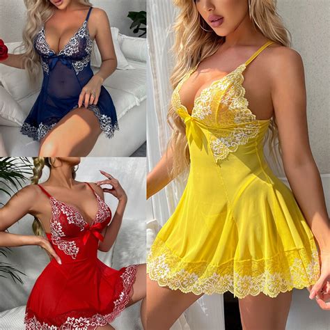 Women S Sexy Lingerie Babydoll G String Sleepwear Underwear Lace Dress Nightwear EBay