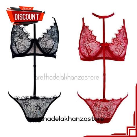 Sexy Hot Bh Demi Wire Cd Bra Set Sexy Transparent Lace Neck Strap By Aretha Dela Khanza Store