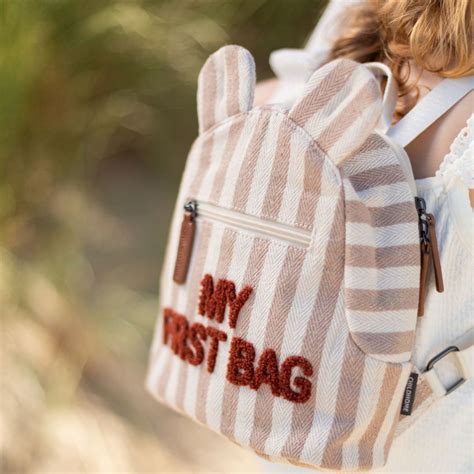 Sac Dos Enfant My First Bag Rayures Nude Et Terracotta