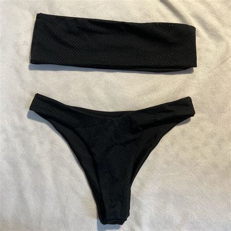 Black Tube Top Bikini Set Depop
