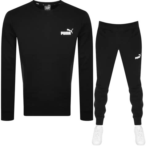 Puma Logo Crew Neck Tracksuit Black Mainline Menswear