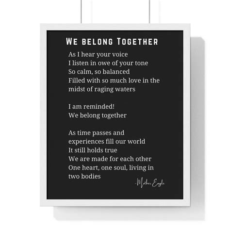 We Belong Together Poem Framed Poster Wall Art Home Decor Etsy