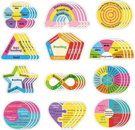 Amazon 48 Pcs Breath Calm Anxiety Sensory Stickers Reusable