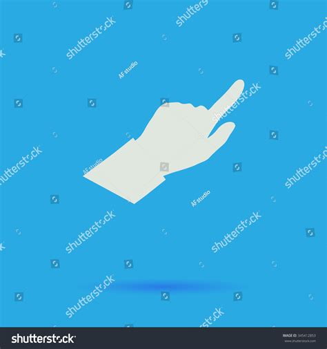 Hand Cursor White Flat Vector Simple Icon On Royalty Free Stock