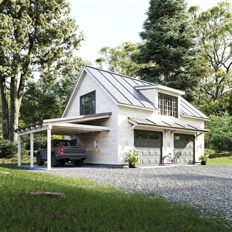 2 Car Garage With Side Porch
