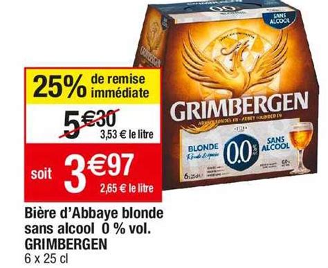 Promo Bière D abbaye Blonde Sans Alcool Vol Grimbergen chez Cora iCatalogue fr