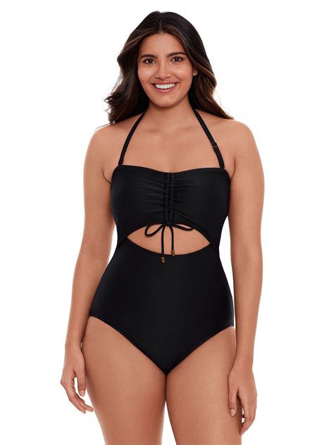 Time And Tru Women S And Womens Plus Size Ribbed Cutout One Piece