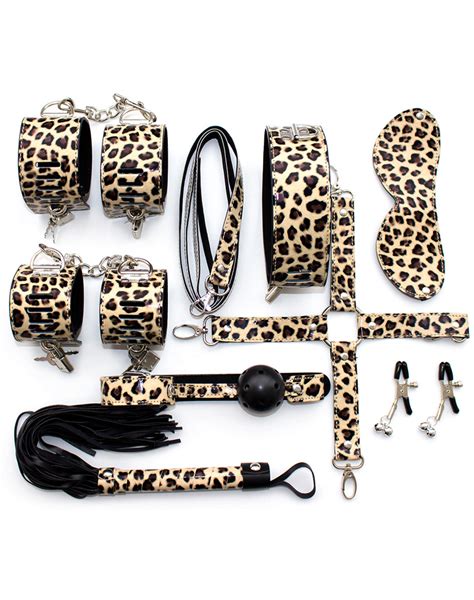 8 Piece Leopard Print Bondage Set Wholesale Lingerie Sexy Lingerie China Lingerie Supplier