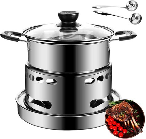 Amazon Hot Pot Alcohol Stove Spirit Cooker With Pot Camping Stoves Set Gas Stovetop