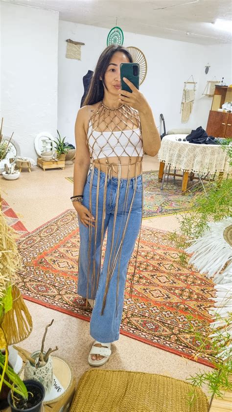 Gold And Shine Macrame Fishnet Top Macrame Beach Wear Bikini Cover Up