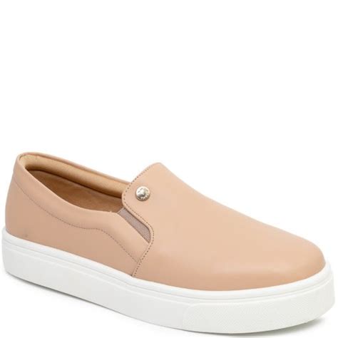 T Nis Slip On Feminino Flatform Casual Via Uno Nude Sapato Show