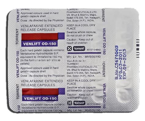 Buy Venlafaxine Xr Effexor Xr 10s Capsule Online