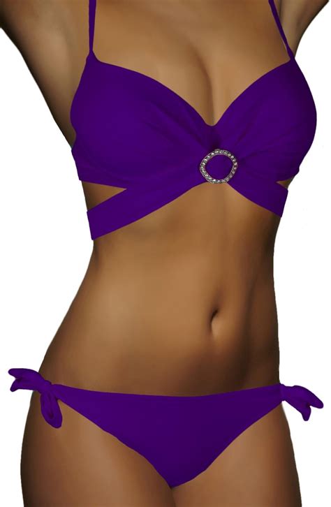 Alzora Bandeau Twist Push Up Bikini Set Damen Pushup Top Und Hose