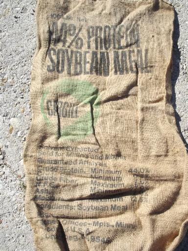 Vintage Burlap Sacks Farm Feed Bags For Primitive Old Print Fabric